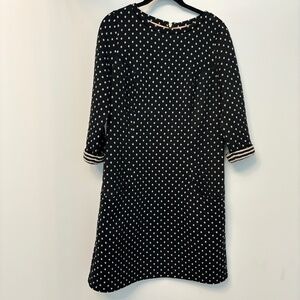 Boden, Polka Dot Sweatshirt Dress, Black and Cream, Size 8